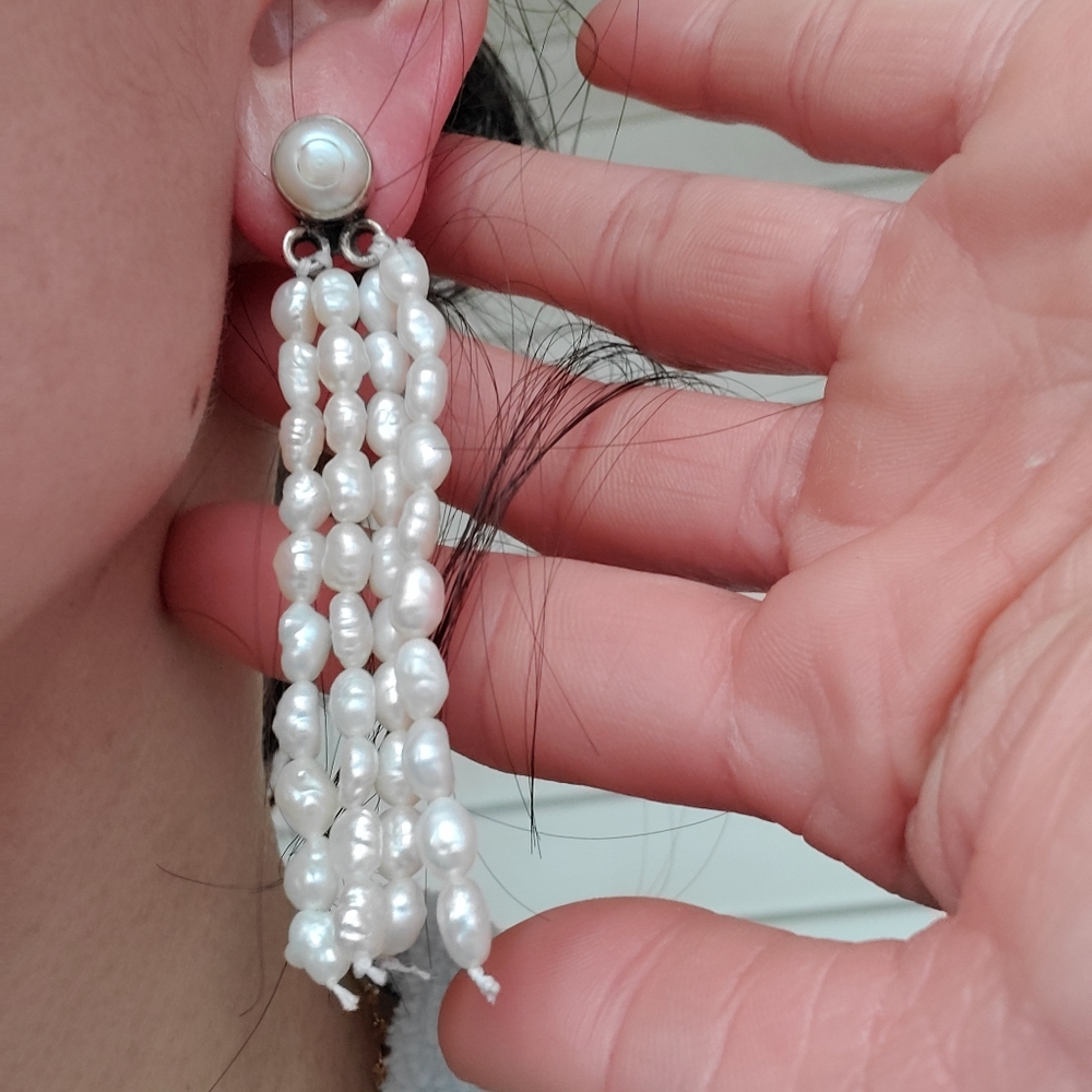 Sterling pearl earrings